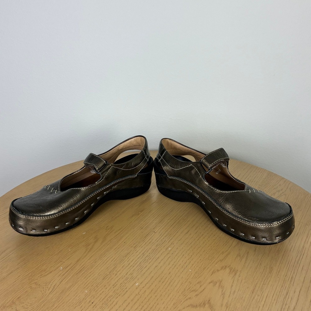 Wolky Bronze Metallic Leather Mary Jane Clogs Women's EU 39 US 8 Walking Comfort - Picture 3 of 7